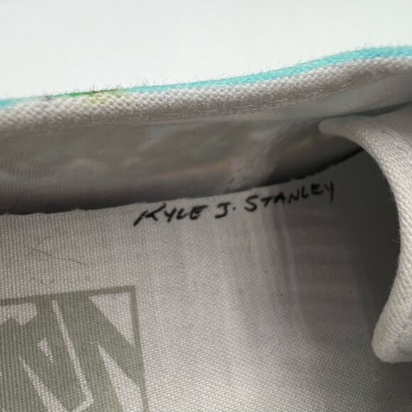 Vans Mens 6.5 Womens 8 Shoes Sneakers Blue Black Art Scenes Customized Skater - Picture 8 of 14